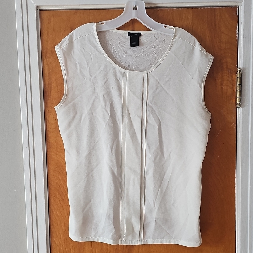 Ann Taylor Cream Sleeveless Blouse